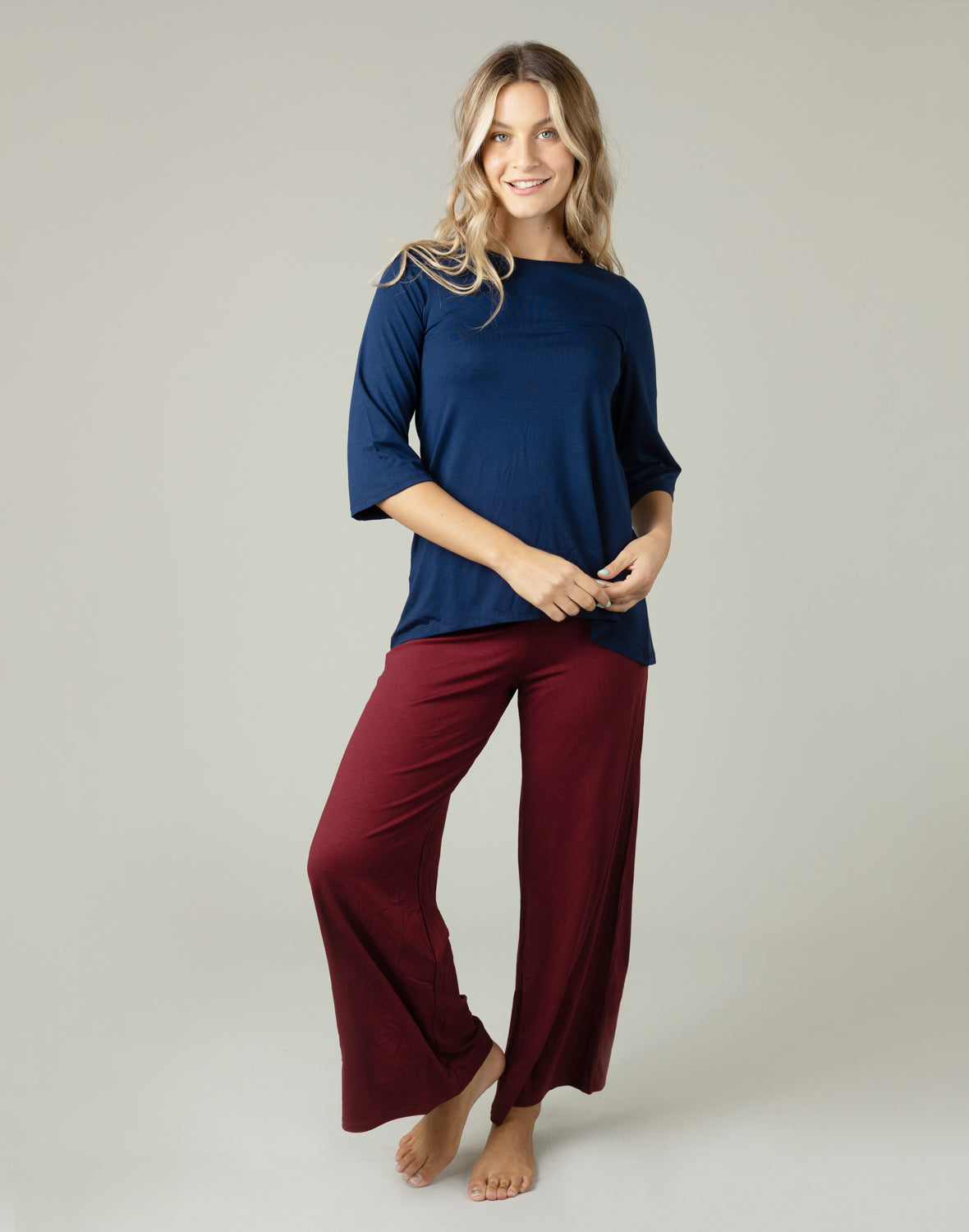 Flared Lycra Pants - Eggplant