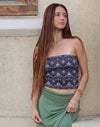 Strapless two-sided - lotus on blue